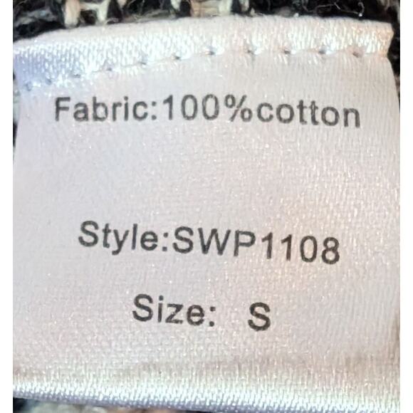 Womens Elan 100% Cotton Open Front Hooded Striped Cardigan Gray White Black Sz S - Picture 4 of 4